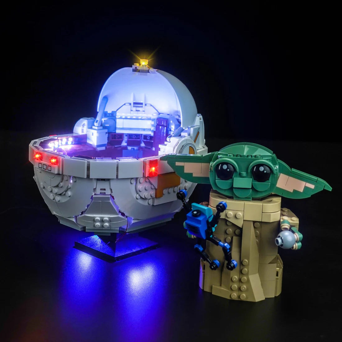 LEGO Star Wars The Mandalorian und sein schwebender Kinderwagen mit Lichtern
