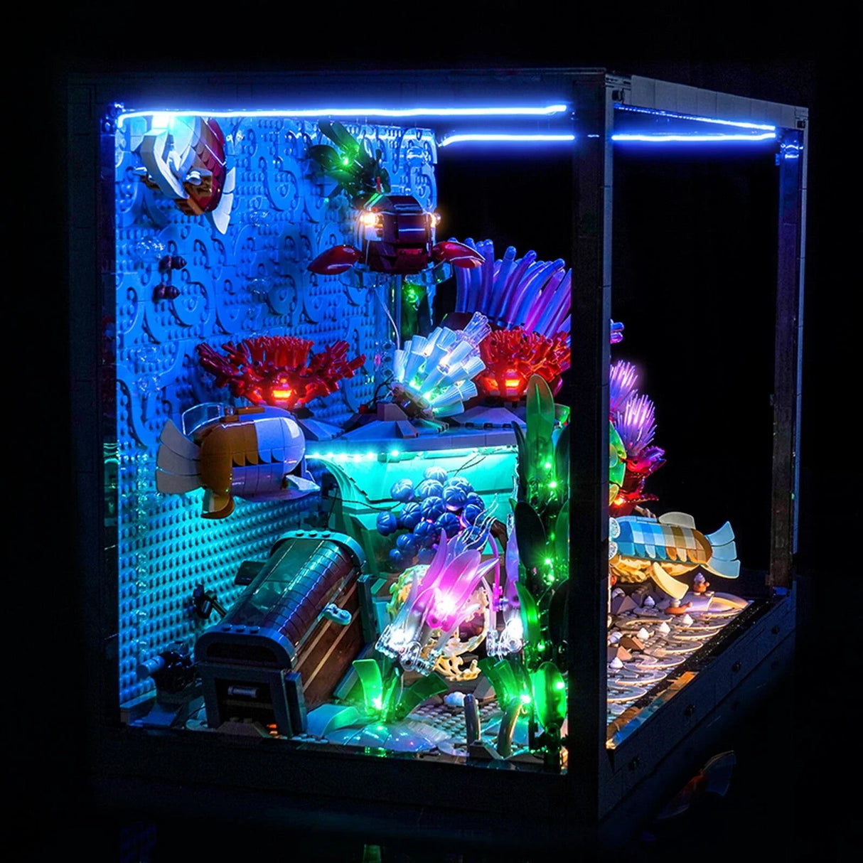 Beleuchtetes LEGO Meerestiere-Set in einem Display-Gehäuse