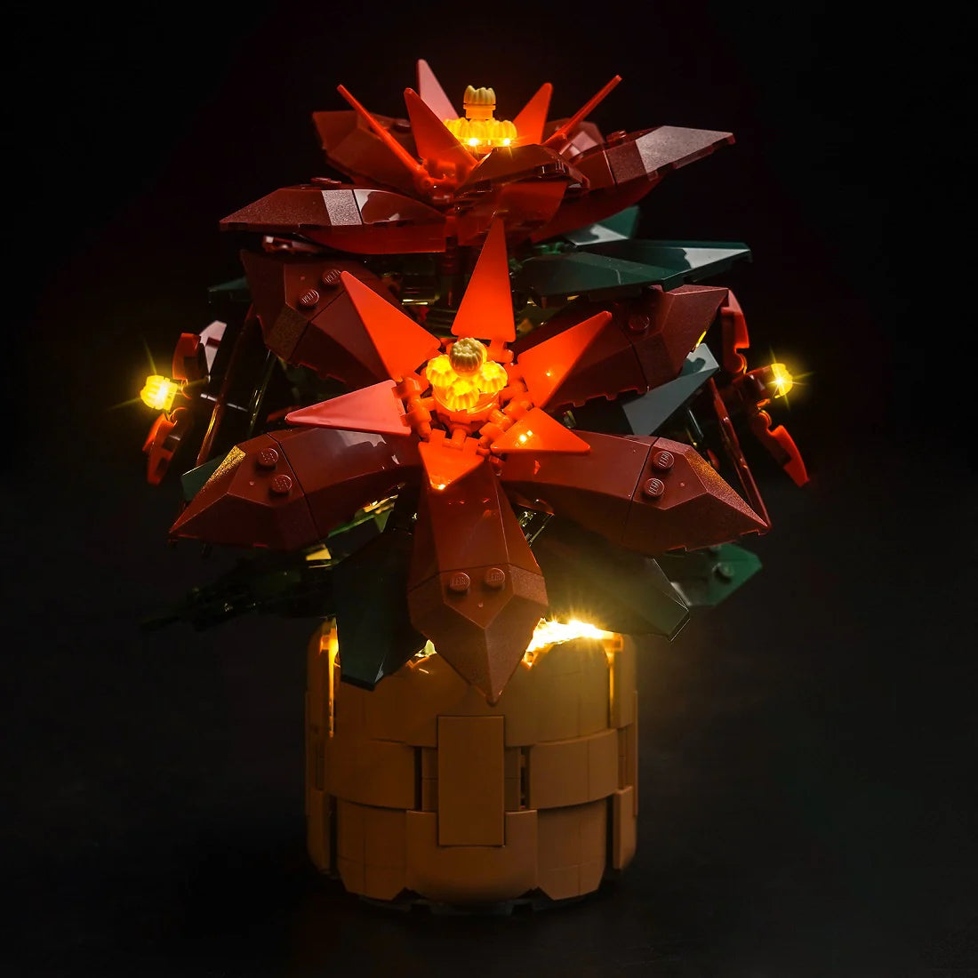 Beleuchtete LEGO-Blume in einem Topf