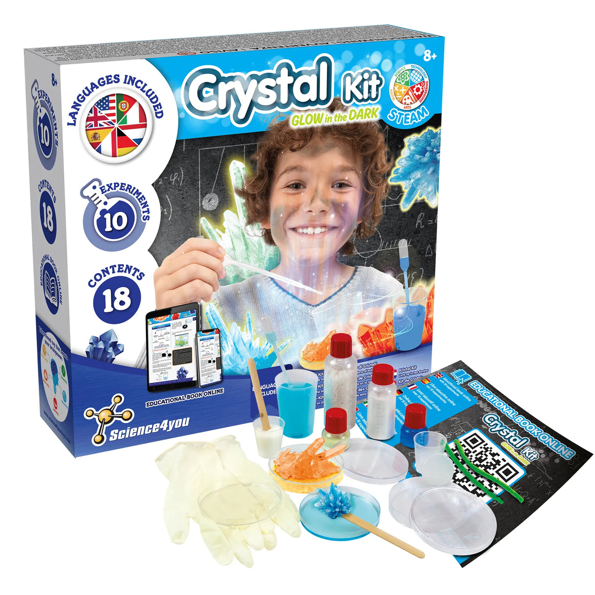 Science4you Kristall-Kit mit Zubehör und Anleitungsbuch