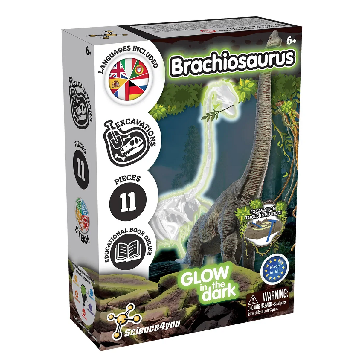Science4you Brachiosaurus Ausgrabungsset mit 11 Teilen und Online-Lehrbuch