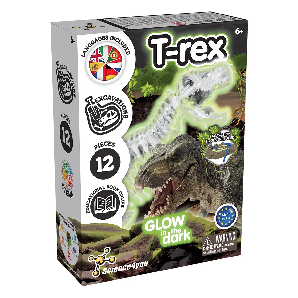 Science4you T-Rex Ausgrabungsset mit leuchtendem Skelett
