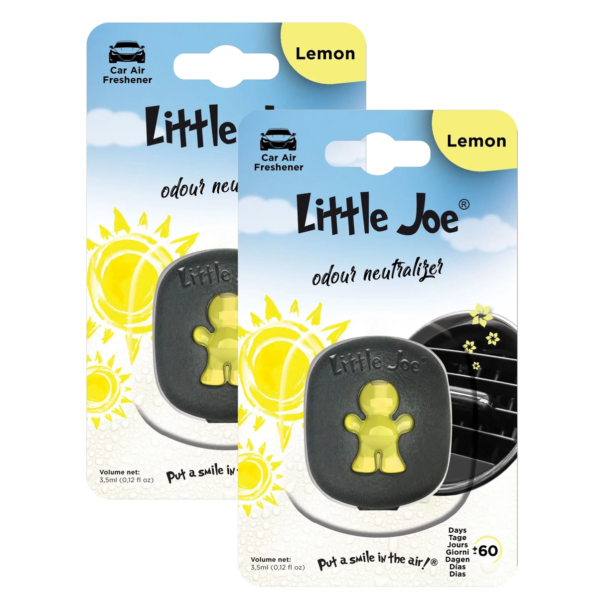 Little Joe Auto Lufterfrischer mit Zitronenduft in der Verpackung