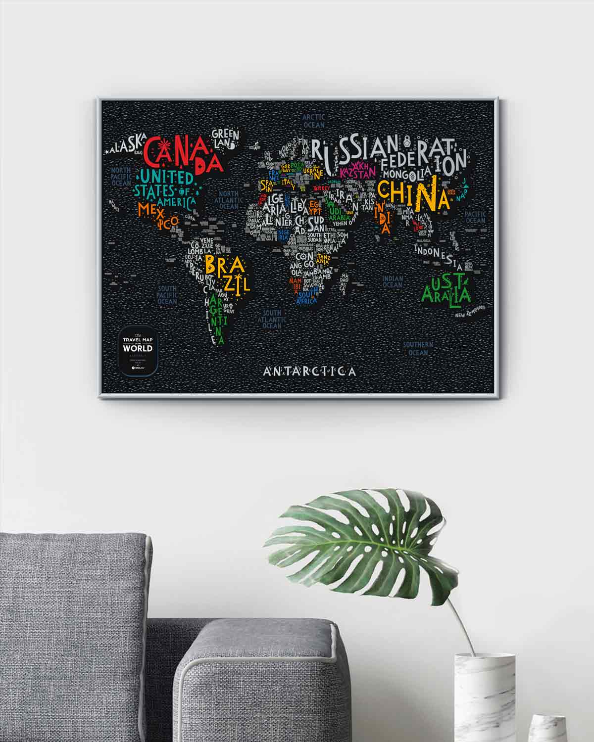 Carte du monde à gratter Travel Map® Letters - Carte du monde à gratter