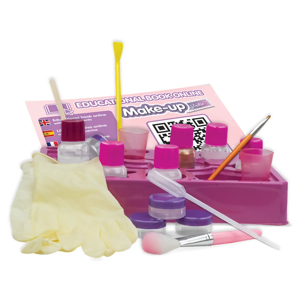 Make-up Studio Set mit Flaschen, Bechern, Pinsel, Spatel, Pipette, Handschuhen und Anleitung