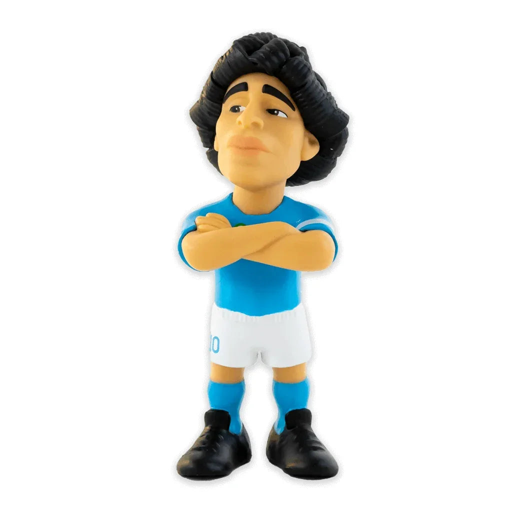 Karikaturfigur von Diego Maradona in blauem Trikot mit der Nummer 10