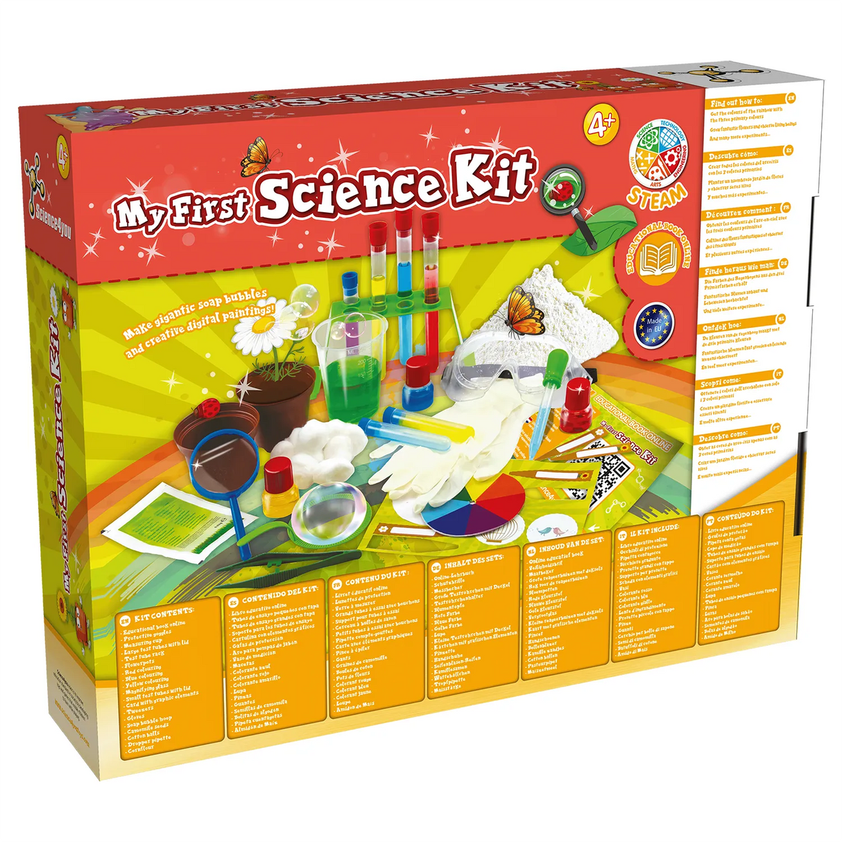 Mein erstes Wissenschafts-Kit mit Reagenzgläsern, Schutzbrille, Pipetten und Bechern