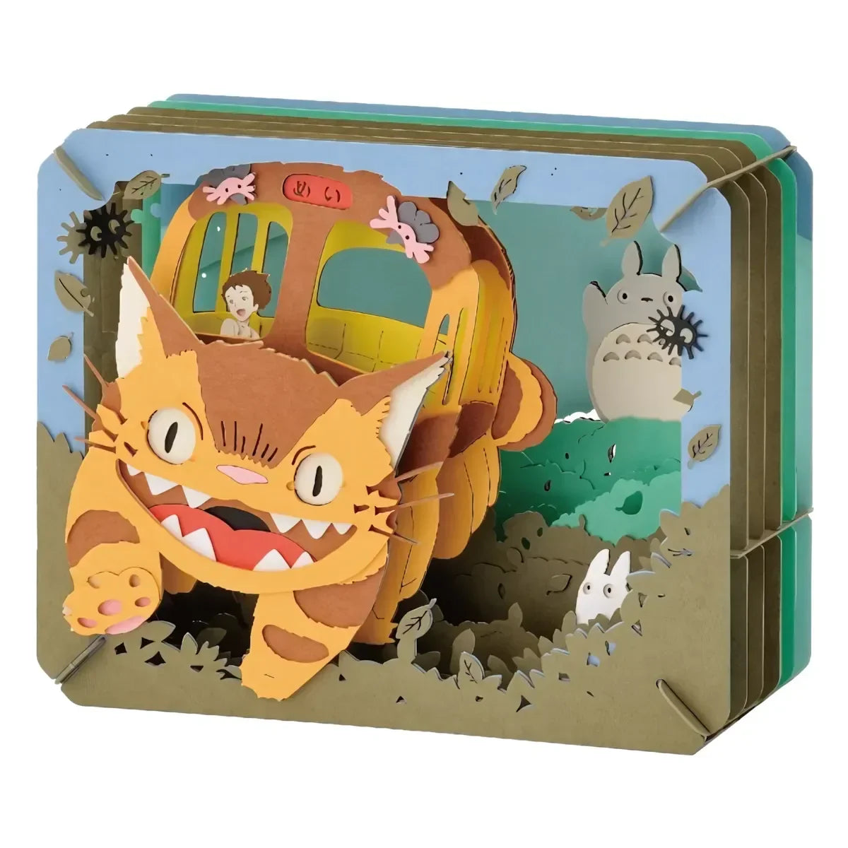 Pop-up-Karte mit Catbus, Totoro und Satsuki aus Mein Nachbar Totoro