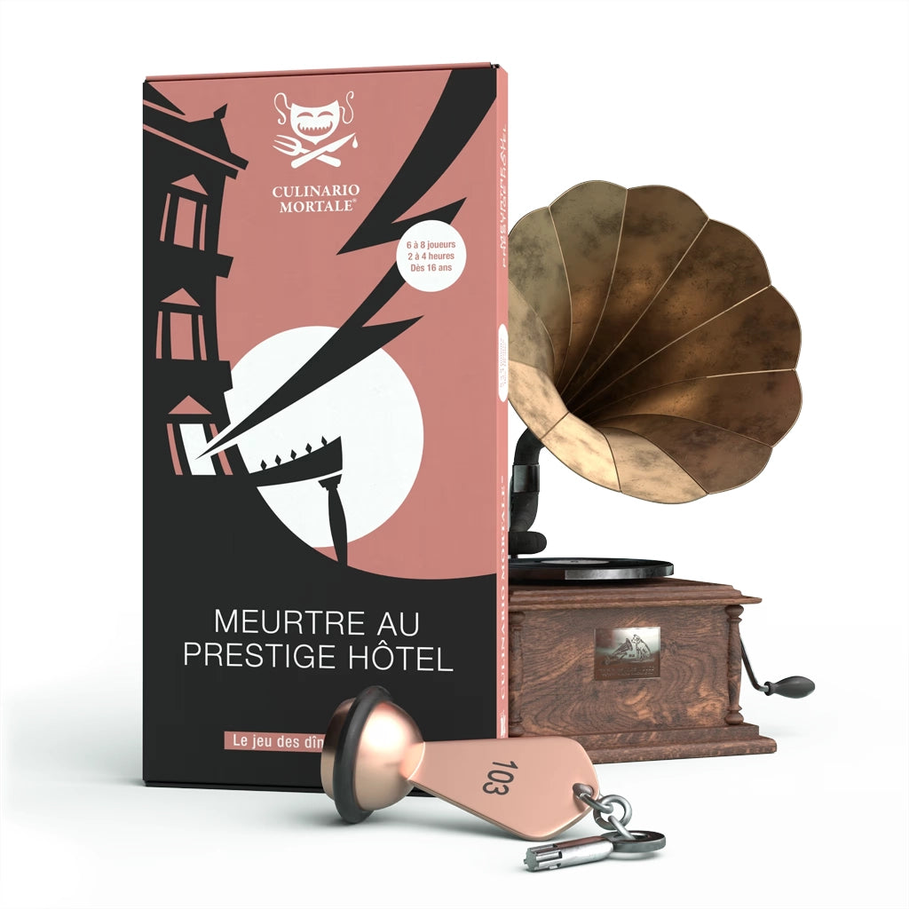 Culinaris Mortale Spielbox mit Grammophon und Schlüsselanhänger Zimmer 103