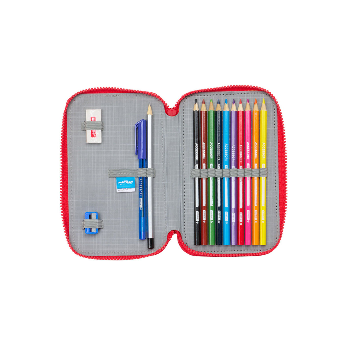 Trousse Mickey Mouse « Fantastique » - Trousse comprenant stylos, taille-crayon et gomme (28 pièces)