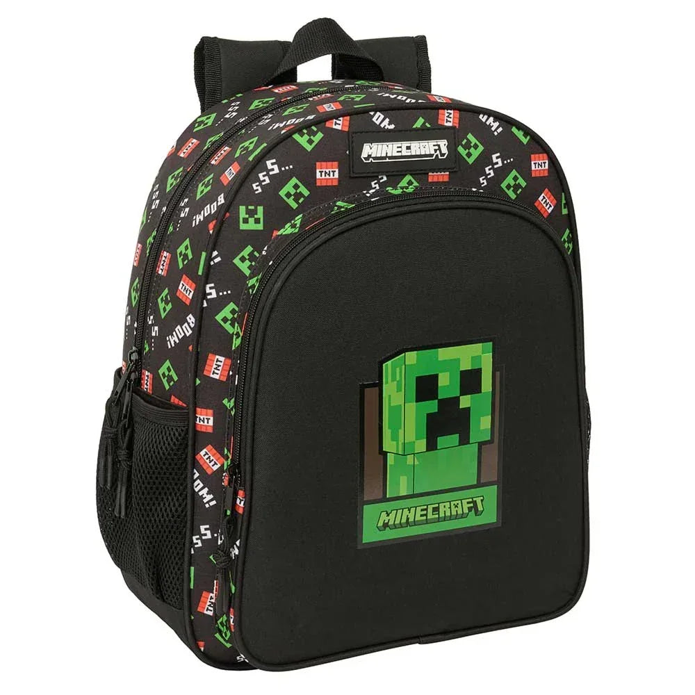 Minecraft Rucksack mit Creeper-Motiv und TNT-Mustern