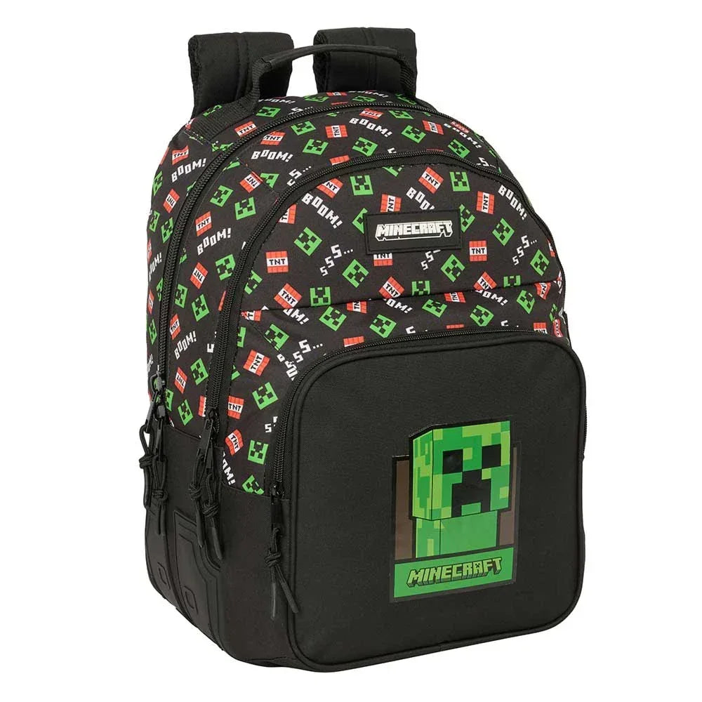 Minecraft Rucksack mit Creeper-Motiv und TNT-Muster