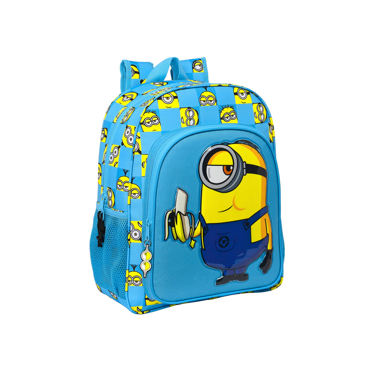 Blauer Kinderrucksack mit Minion Motiv und Banane