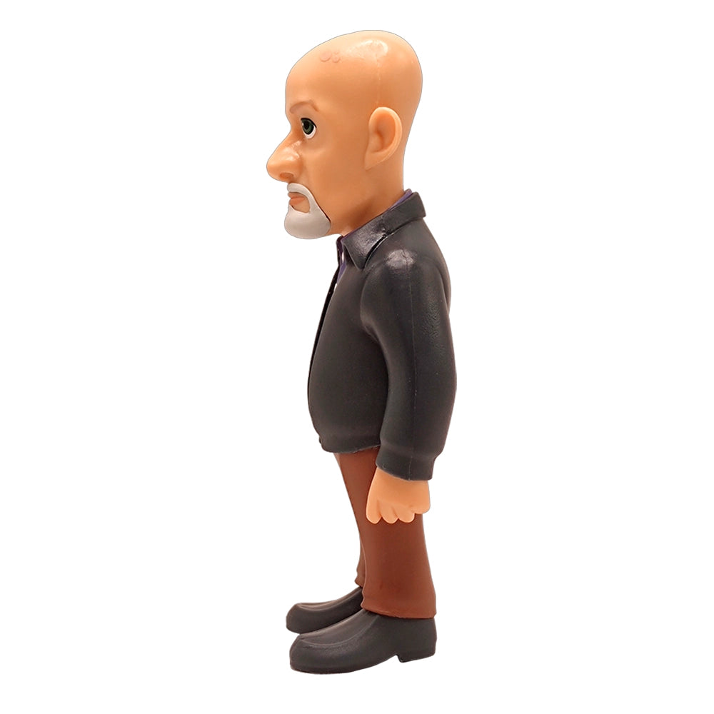 Figur eines Mannes mit Glatze, Bart, schwarzem Hemd und brauner Hose