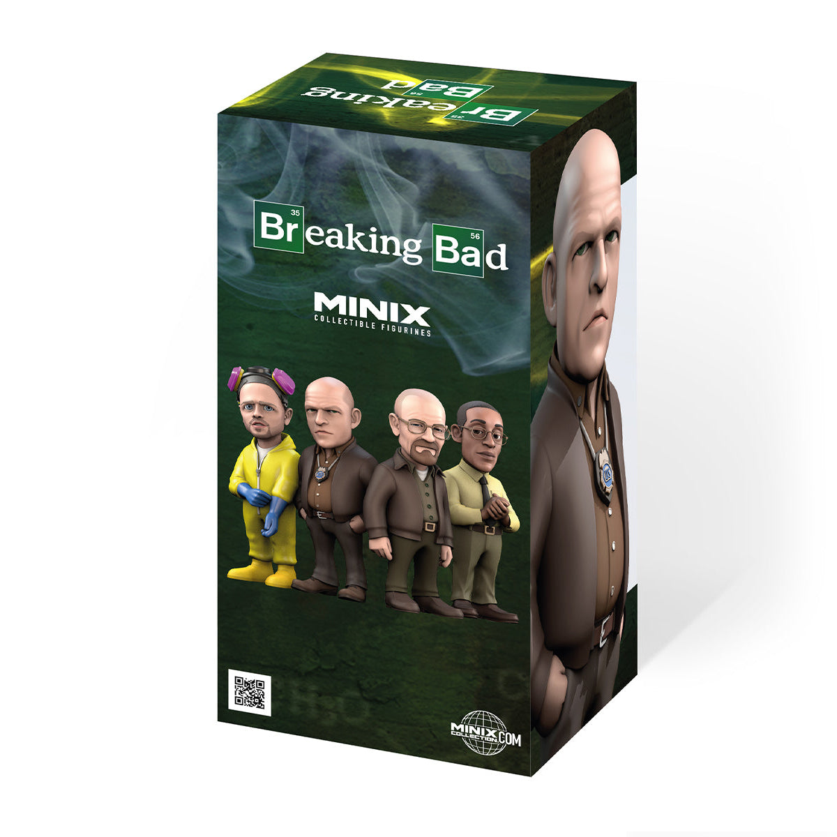 Breaking Bad Minix Sammelfiguren Box mit vier Charakteren und einem Charakter an der Seite