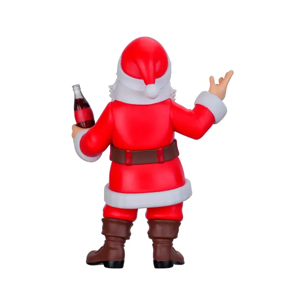 Weihnachtsmann-Figur von hinten mit Flasche in der Hand