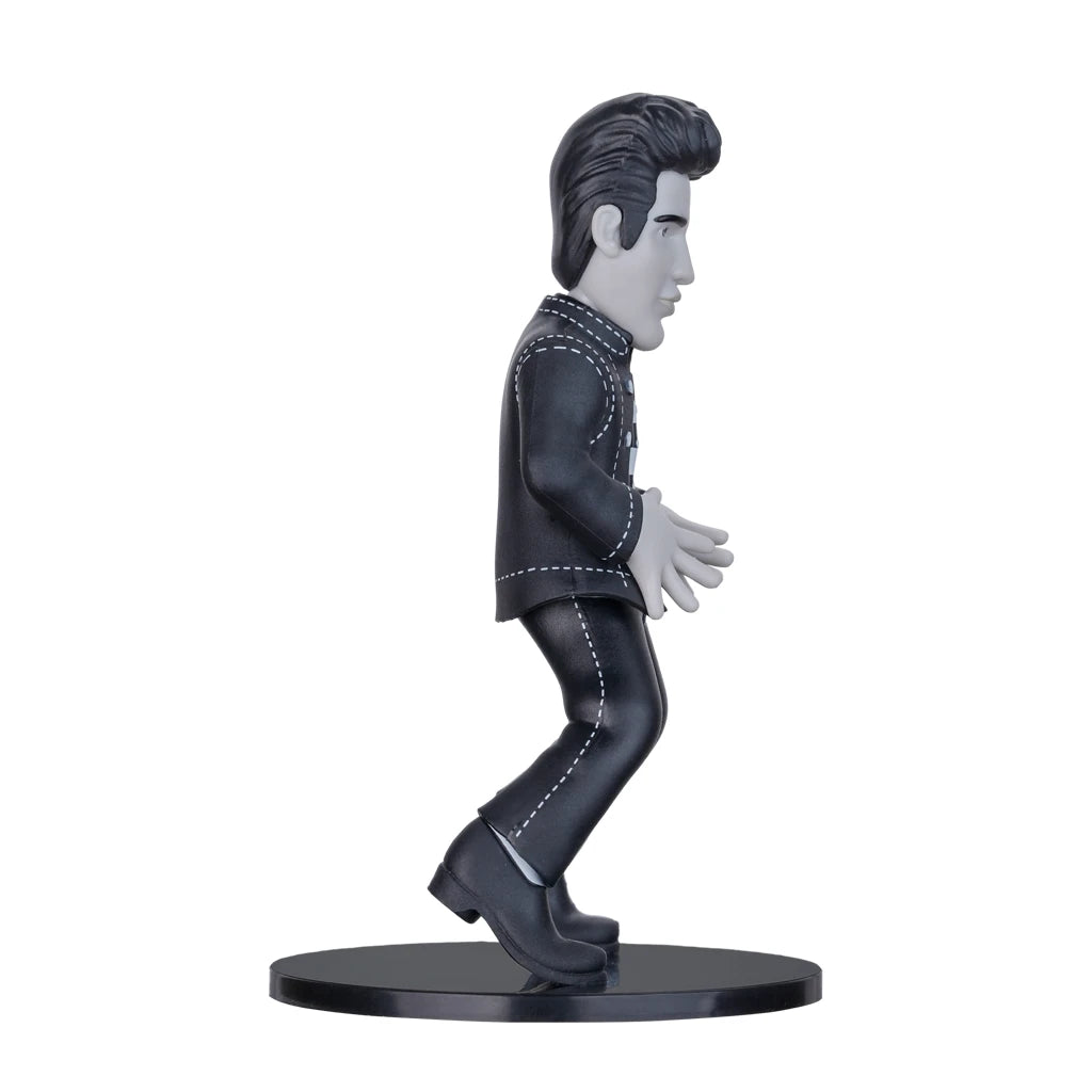 Elvis Presley Figur in schwarz-weißer Optik von der Seite gesehen