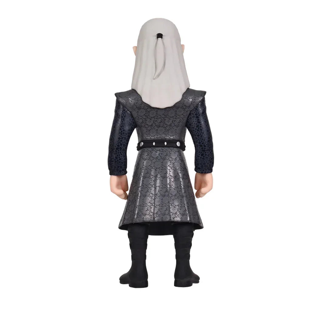 Rueckansicht einer Daemon Targaryen Sammelfigur mit langem silbernem Haar und grauem Mantel