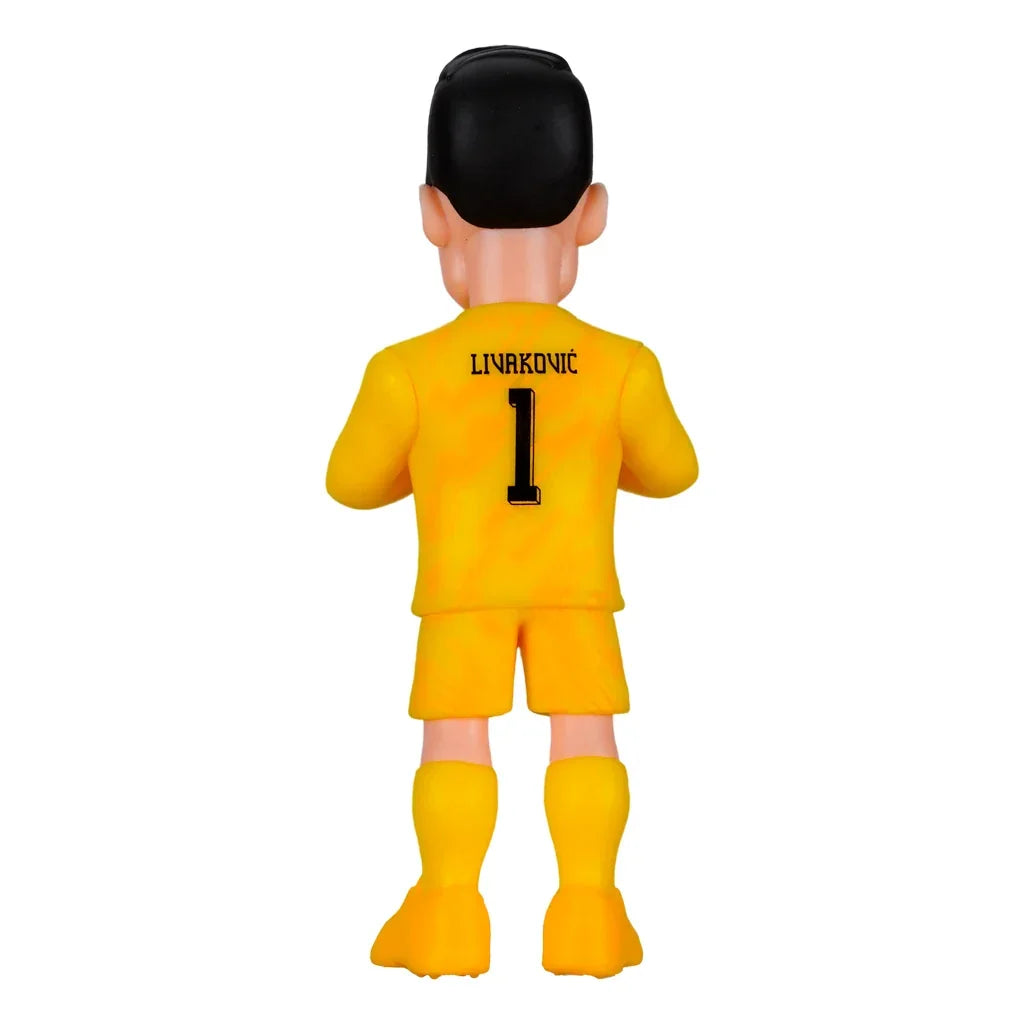 Rückansicht einer Dominik Livaković Figur in gelbem Trikot mit der Nummer 1