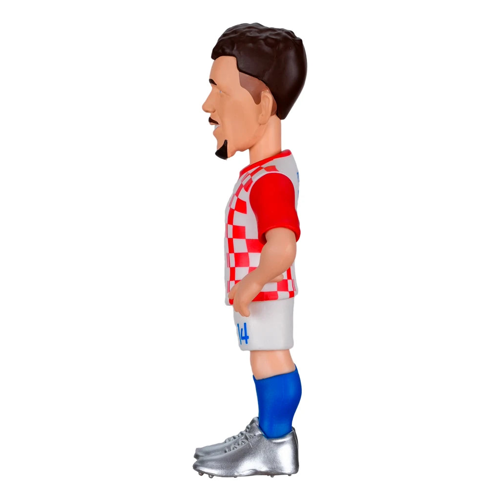 Bobblehead-Figur eines kroatischen Fußballspielers in rot-weiß kariertem Trikot, blauen Socken und silbernen Schuhen