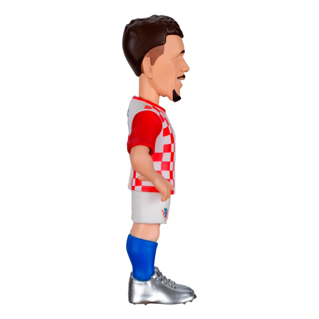 Kroatischer Fußballspieler Bobblehead in rot-weiß kariertem Trikot und blauen Socken