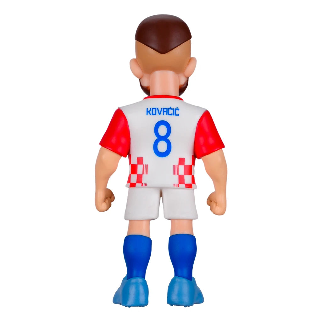 Rückansicht einer Kovacic-Figur mit der Nummer 8 auf einem weißen Trikot mit roten Karos