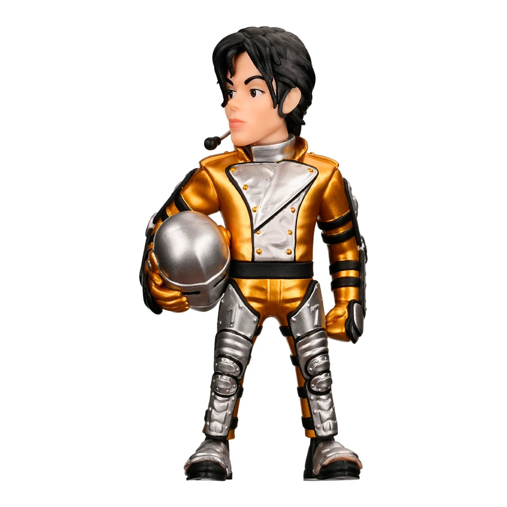 Michael Jackson Moonwalker Figur in goldenem und silbernem Raumanzug, Helm haltend