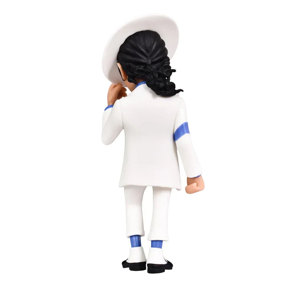 Michael Jackson Sammelfigur in weißem Anzug und Hut von hinten gesehen