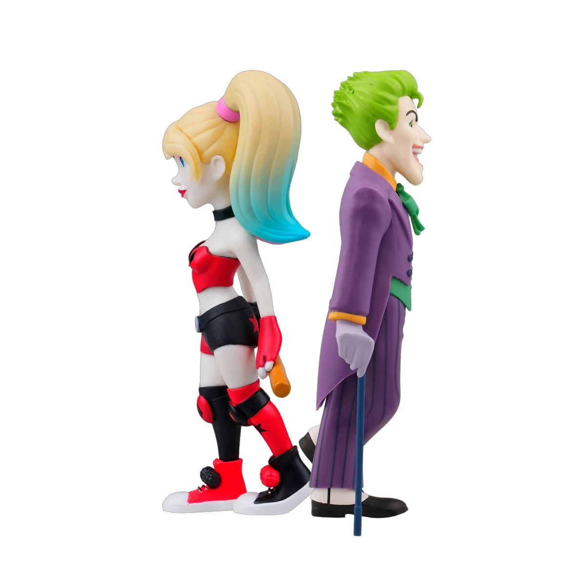 Harley Quinn und Joker Figuren Rücken an Rücken