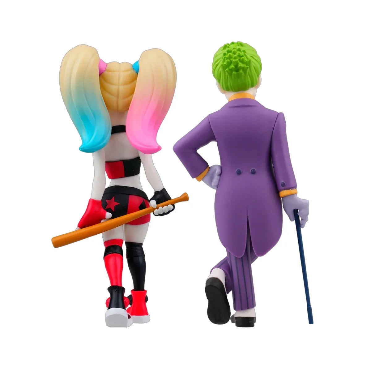 Harley Quinn und Joker Figuren von hinten gesehen