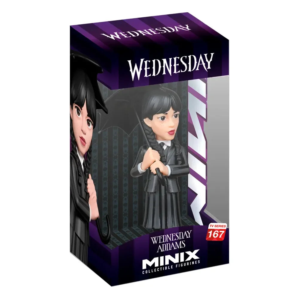 Wednesday Addams Minix Sammelfigur in lila Verpackung
