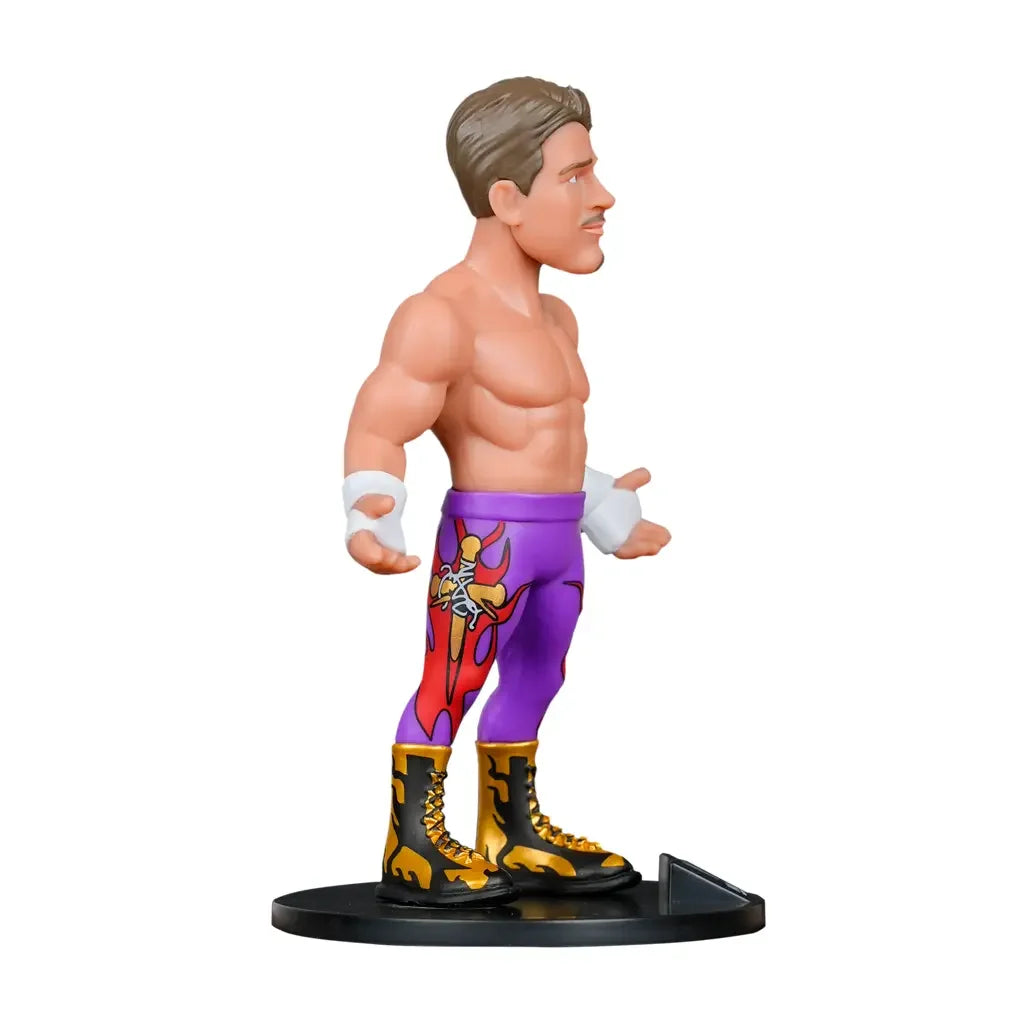 Chris Jericho Sammelfigur mit lila Hose, roten Flammen und goldenen Stiefeln