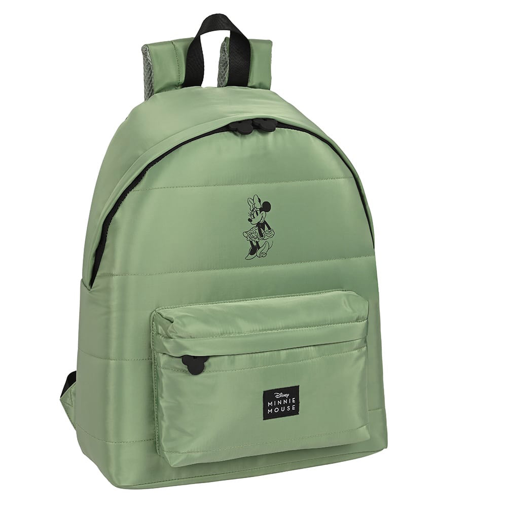 Hellgrüner Rucksack mit Minnie Maus Motiv und aufgesetzter Fronttasche