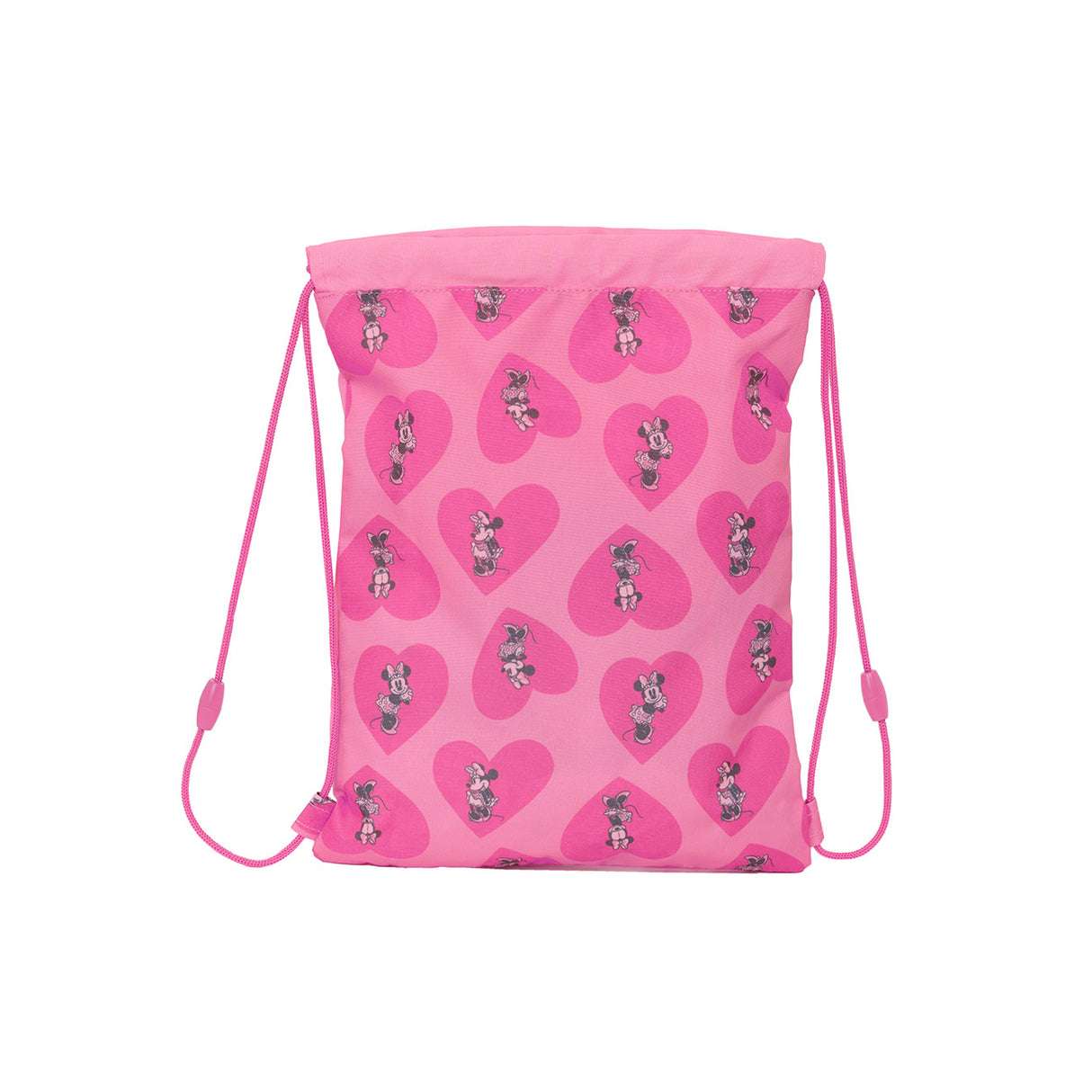 Rosa Turnbeutel mit Minnie Maus Motiv und Herzmuster