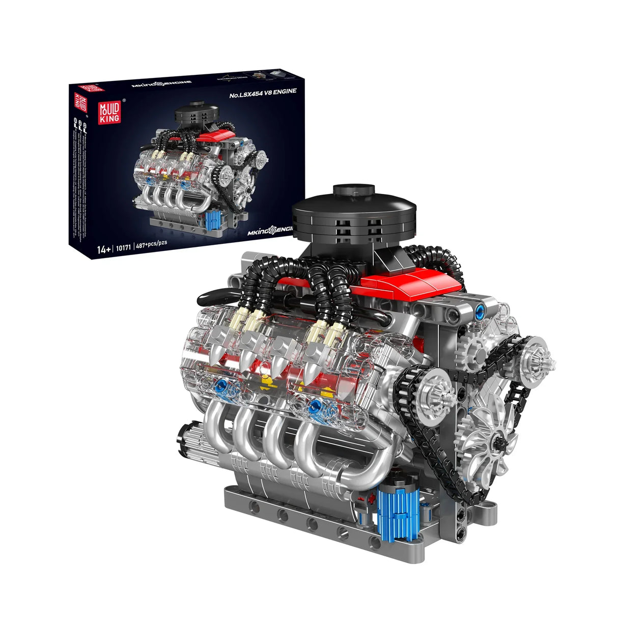 Mould King V8 Motor Bausatz mit Verpackung