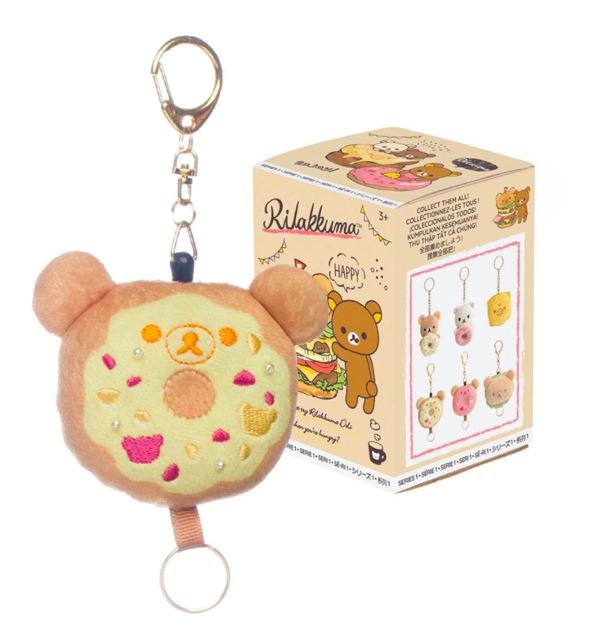 Rilakkuma Donut-Schlüsselanhänger mit Schachtel