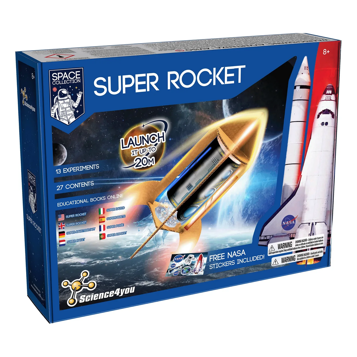 Science4you Super Rocket Experimentierkasten mit Weltraumhintergrund und Raketenstart
