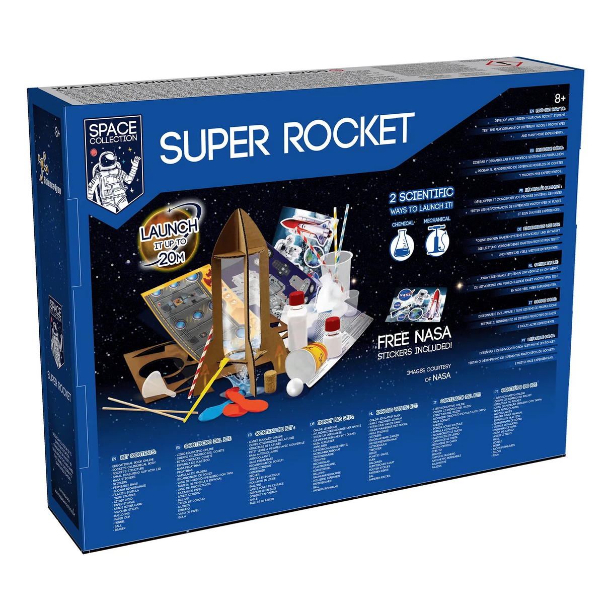 Super Rocket Science Kit Box mit Raketenmodell und Experimentiermaterialien