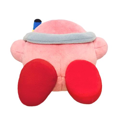 Kirby Plüschtier mit blauem Stirnband und roten Füßen