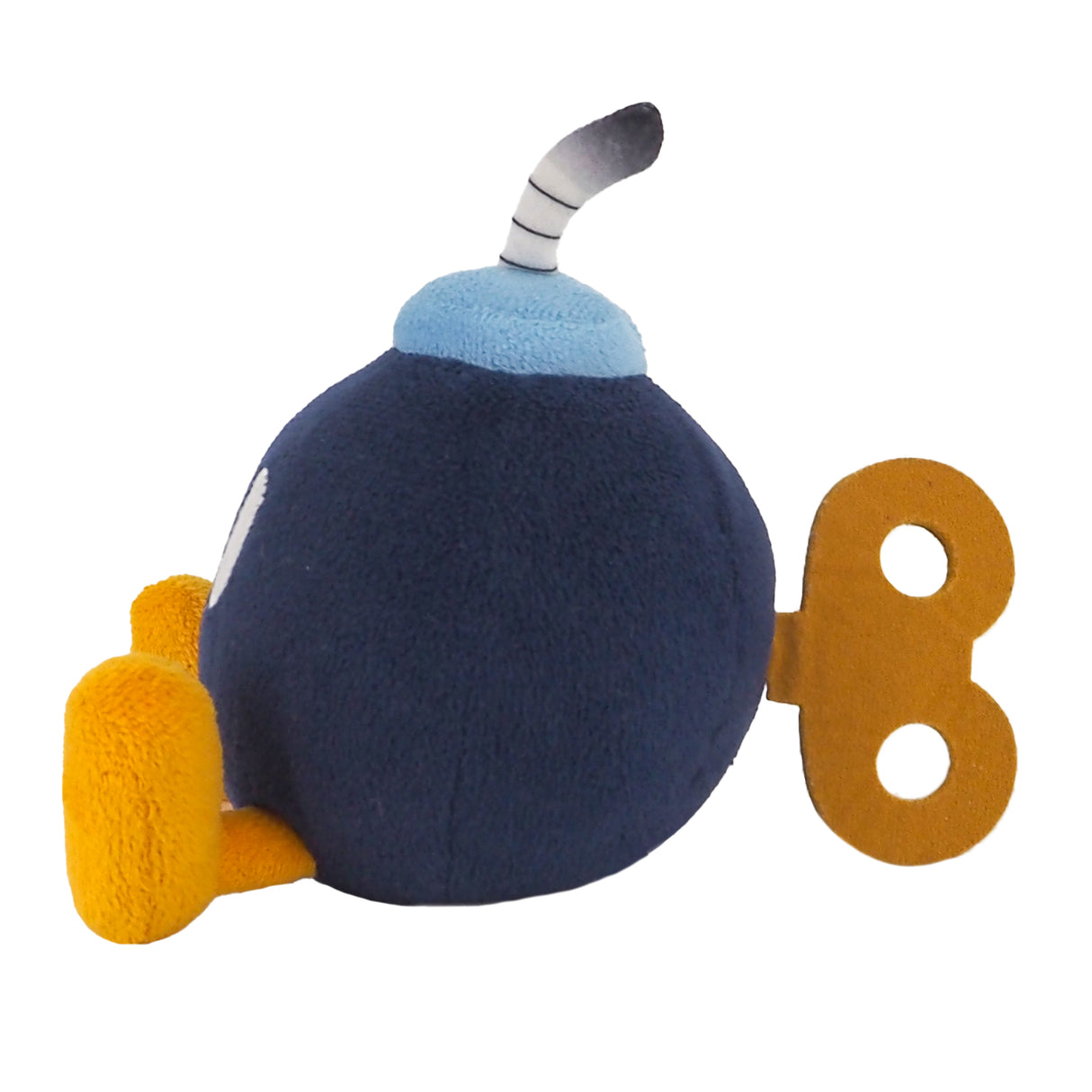 Plüschfigur Bob-omb aus Super Mario mit Aufziehschlüssel auf dem Rücken