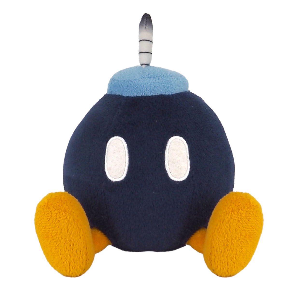 Plüschfigur Bob-omb aus Super Mario mit blauer Kappe und gelben Füßen