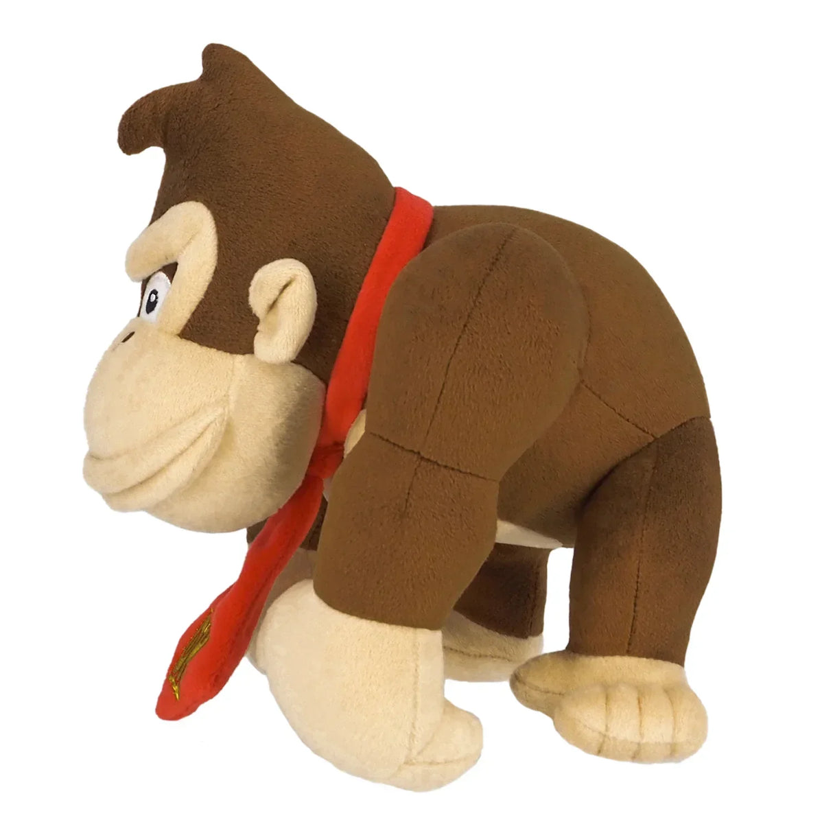 Plüschfigur Donkey Kong mit roter Krawatte in Seitenansicht