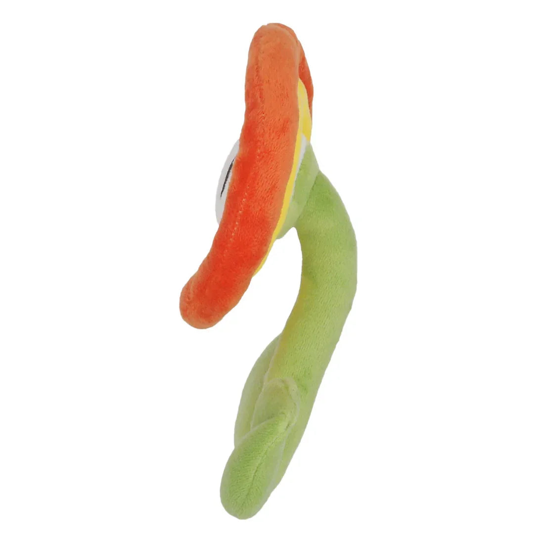 Plüschblume mit orangefarbenen Blütenblättern und grünem Stiel in Seitenansicht
