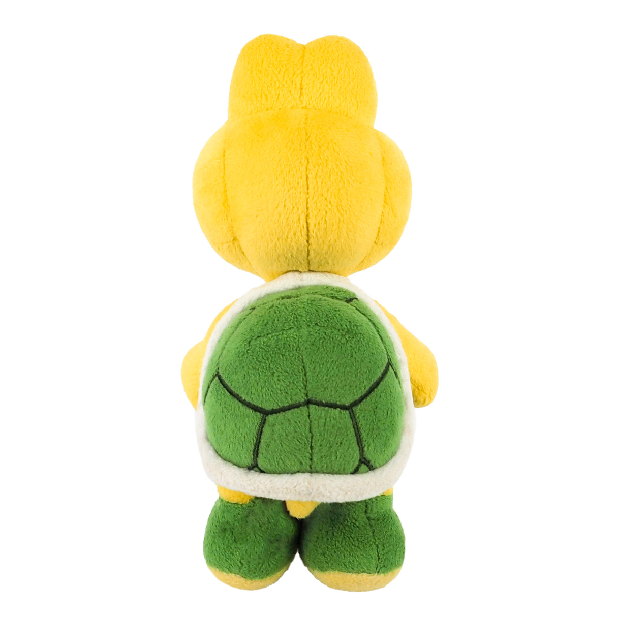 Plüschfigur Koopa Troopa von hinten mit gelbem Kopf und grünem Panzer