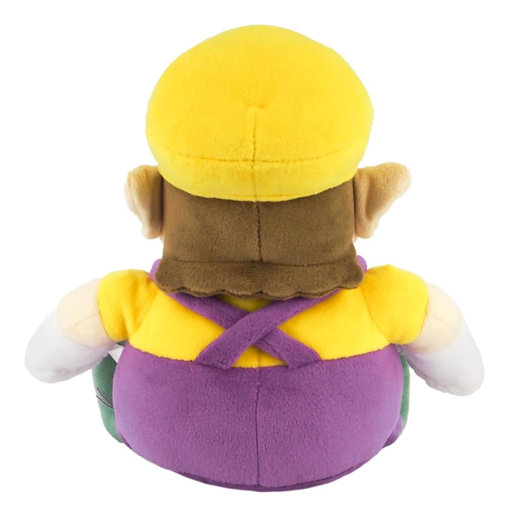 Wario Plüschtier von hinten mit gelbem Hemd und lila Latzhose