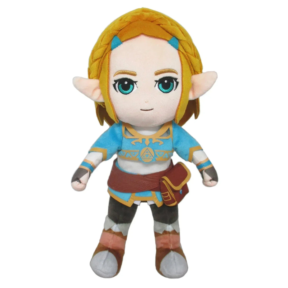 Plüschfigur von Prinzessin Zelda mit blonden Haaren und blauem Gewand