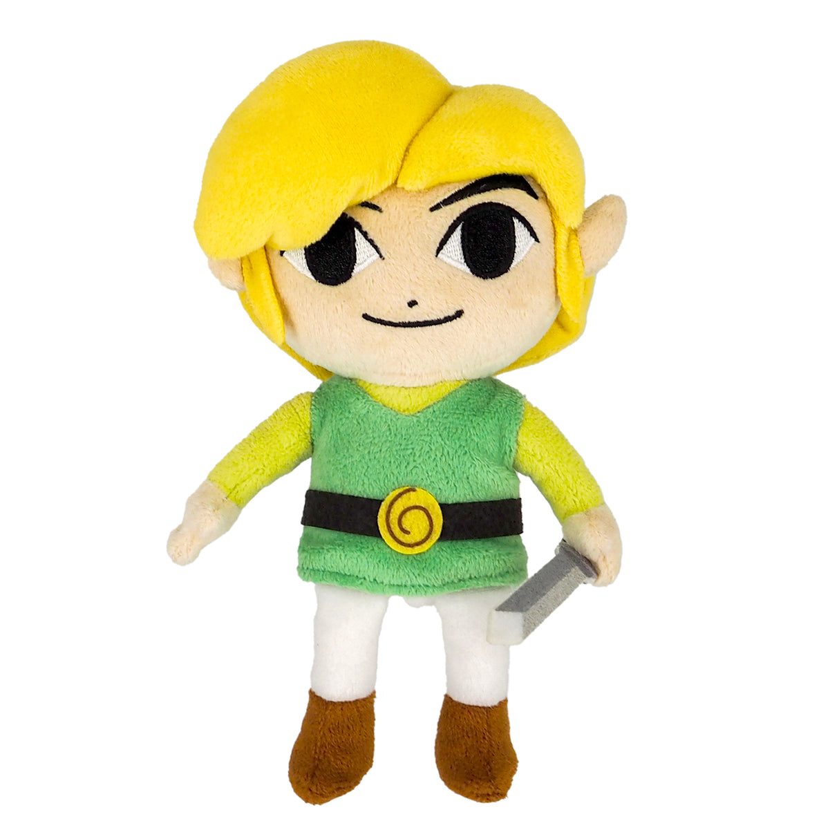 Plüschfigur von Link aus The Legend of Zelda mit grünem Gewand und Schwert