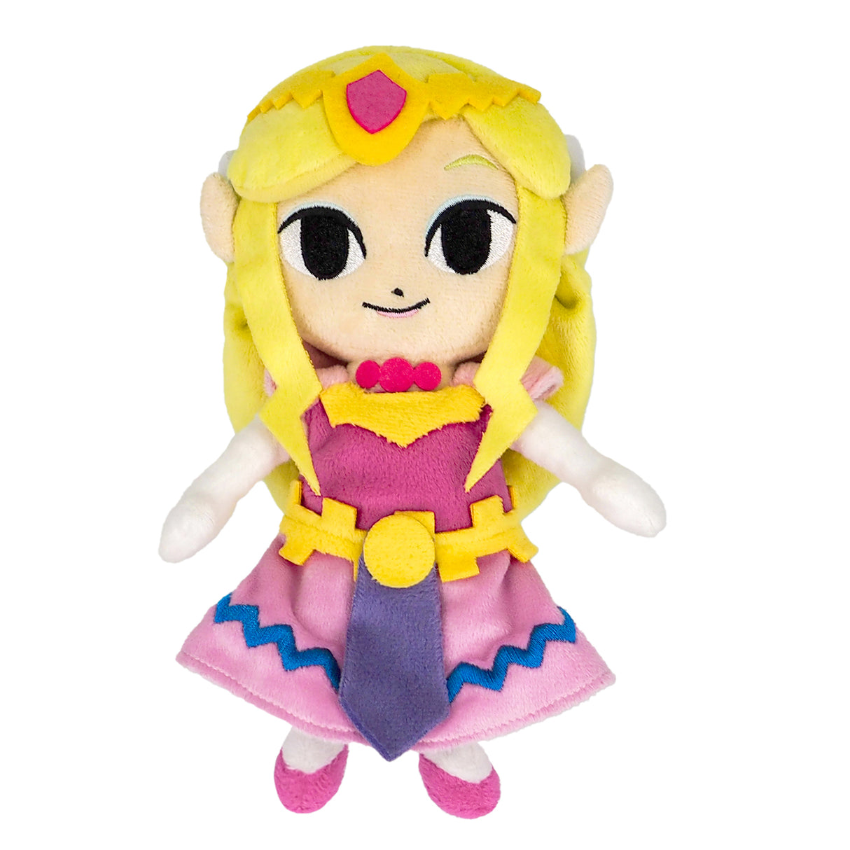 Plüschfigur von Prinzessin Zelda mit blondem Haar und rosa Kleid