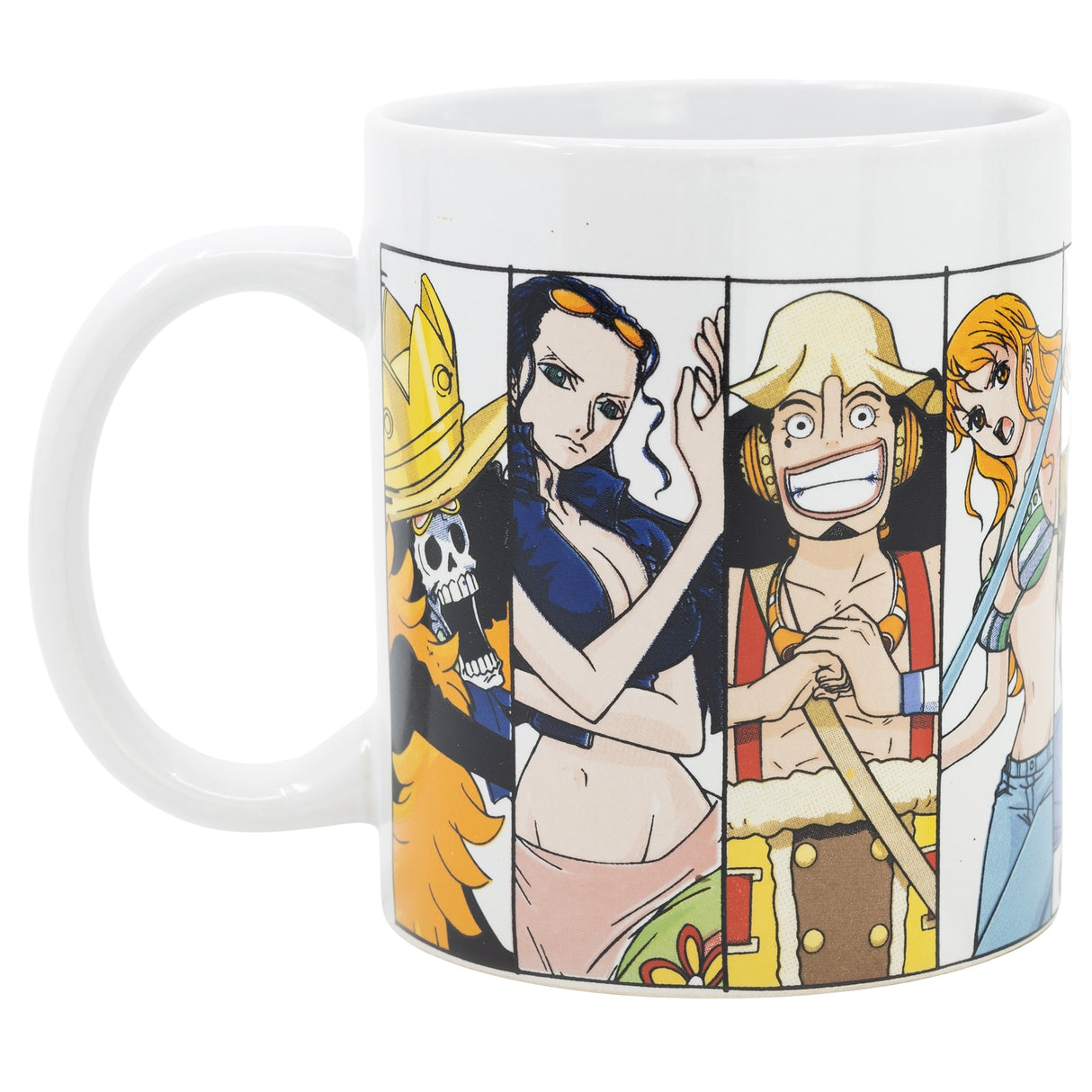 Weisse Keramiktasse mit One Piece Charakteren im Comic Stil
