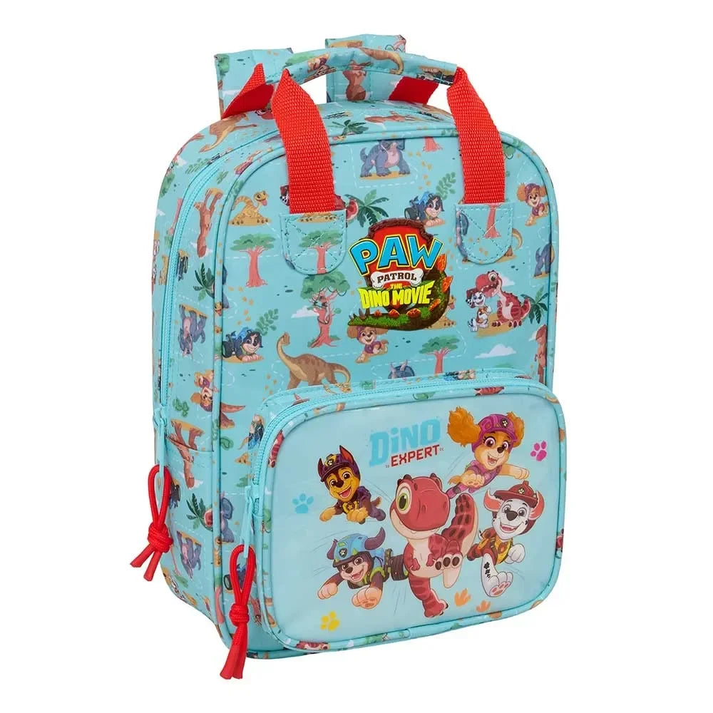 Paw Patrol Dino Movie Rucksack in Hellblau mit roten Trägern und Dino-Motiven